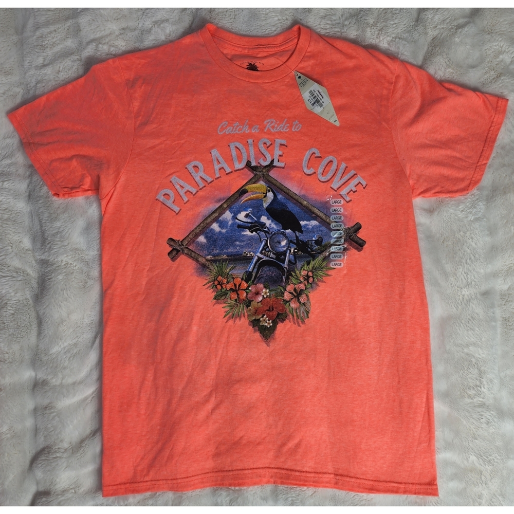 Island Shores T-Shirt, Size Large, Coral Colored, Motorcycle Tee, Everyday Tee